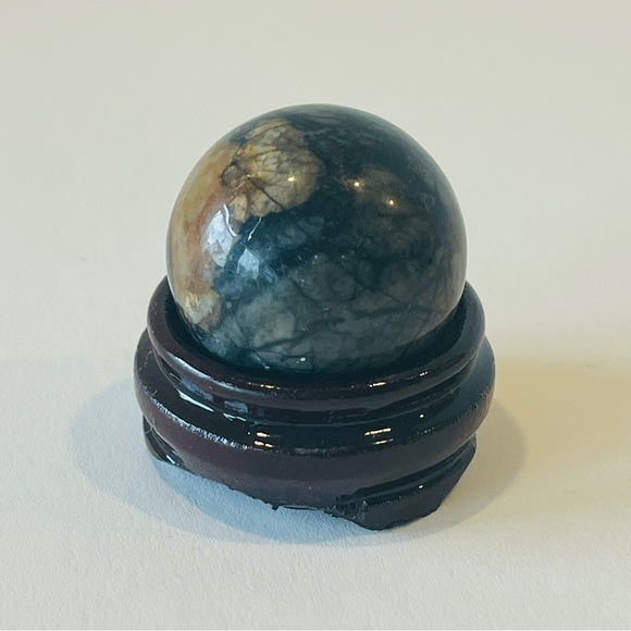 Jasper Palm Stone 1” Sphere with Stand - Picture 6 of 7